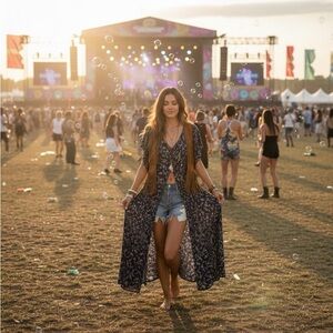 Love Culture Blue Floral Duster Dress